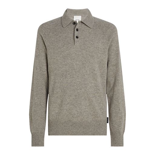 Calvin Klein Luxury Wool Polo, Mid Grey Heather, M