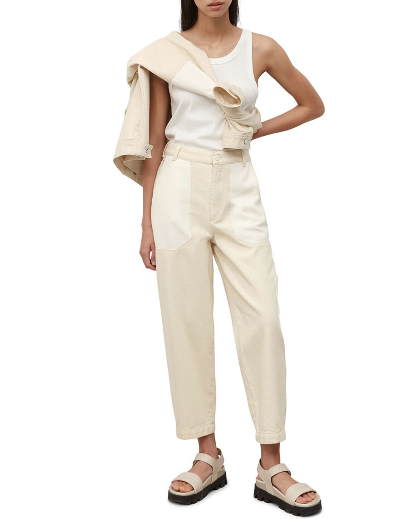 Marc O'Polo Jean Taille haute Oversize Patch blanc