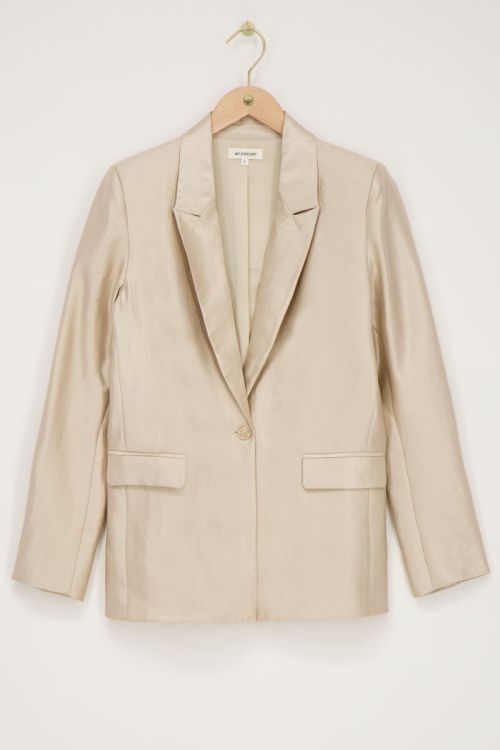Beige blazer satijnen look