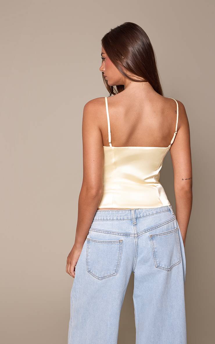 Citron Top Corset À Bretelles En Satin Et Dentelle