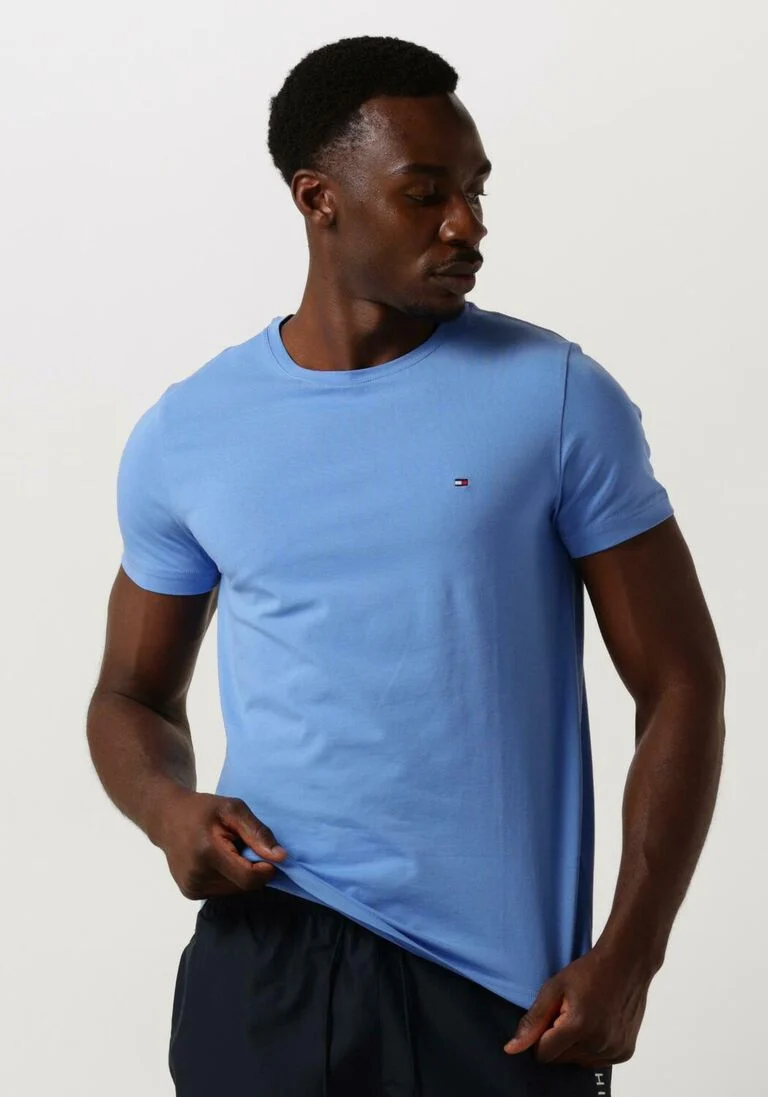 TOMMY HILFIGER blauwe tommy hilfiger t-shirt stretch slim fit tee