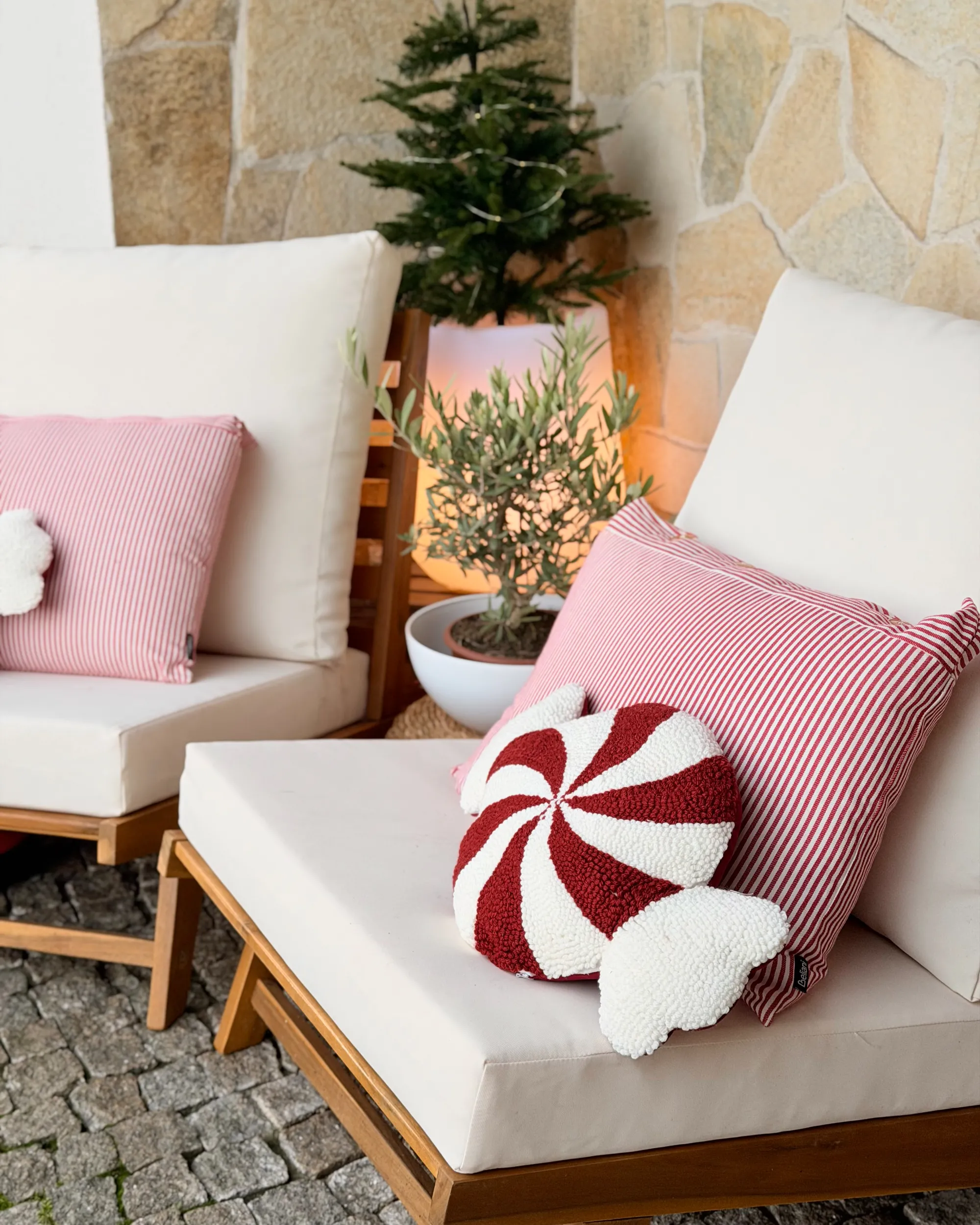 Set van 2 sierkussens AALITA Katoen 40 x 60 cm Rood gestreept