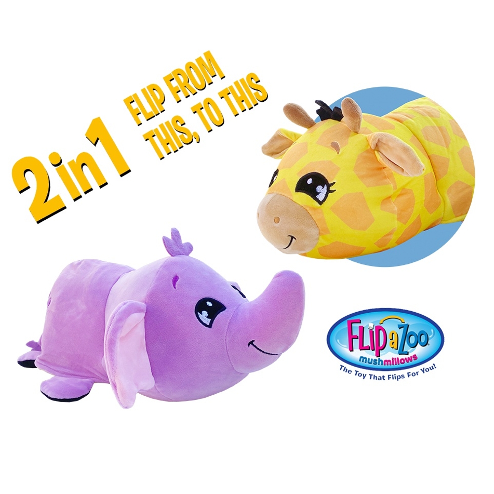 Flip-A-Zoo Pilze 38 cm Elefant zu Giraffe Plüschtier