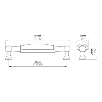 Greep Claudia craquelee 107mm