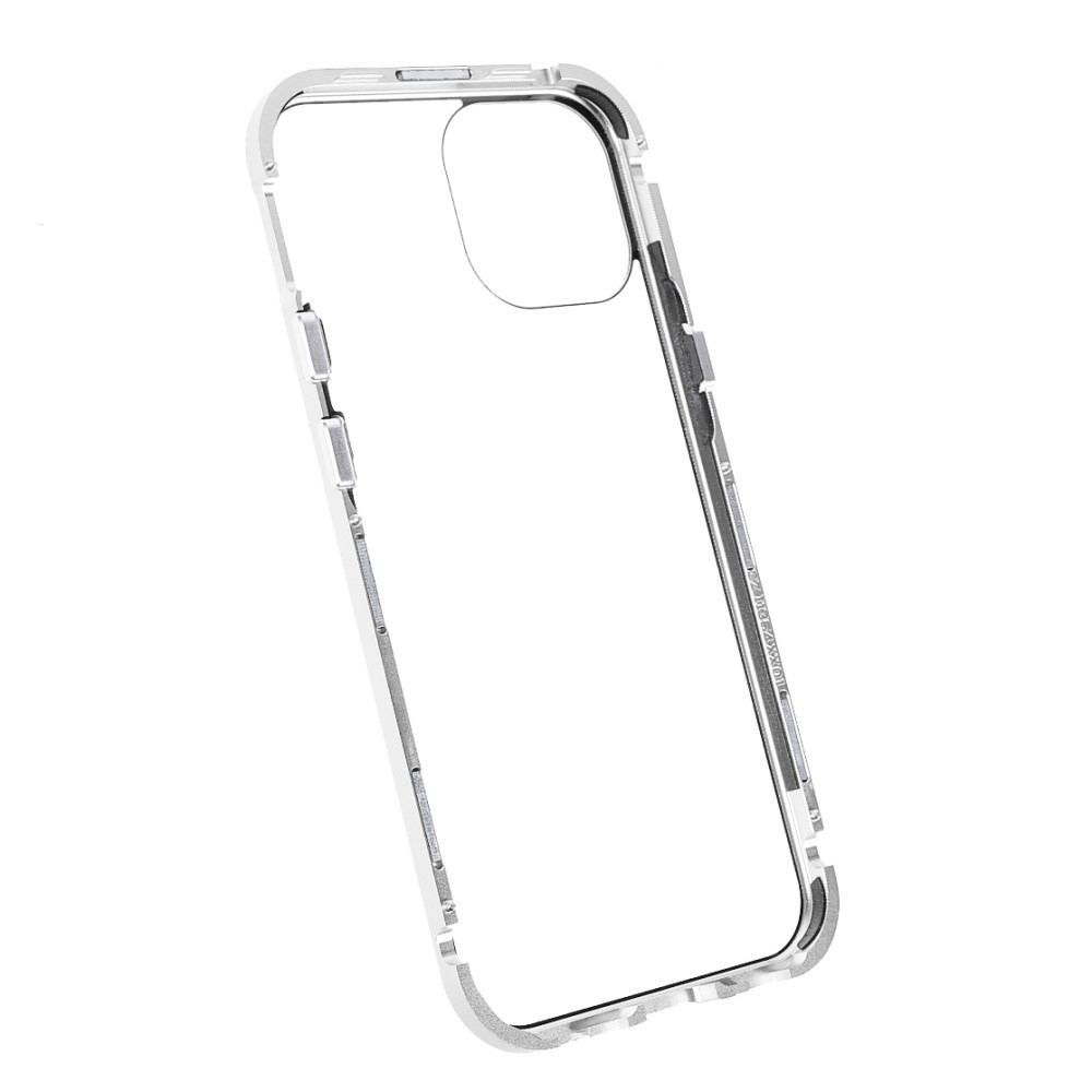iPhone 13 Magnetische Alu Schutzhülle mit Panzer Glas Backcover   Privacy Displayschutz (Magnet-Technologie) - Silber