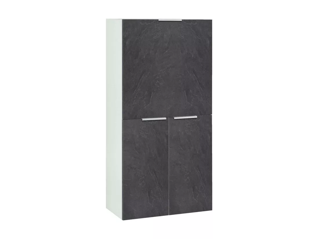 Bureau Gianpiero, Meuble polyvalent avec étagères et plan de travail, Table de bureau polyvalente, Bureau gain de place multiposition, 100% Made in Italy, cm 70x35h140, Blanc et Ardoise