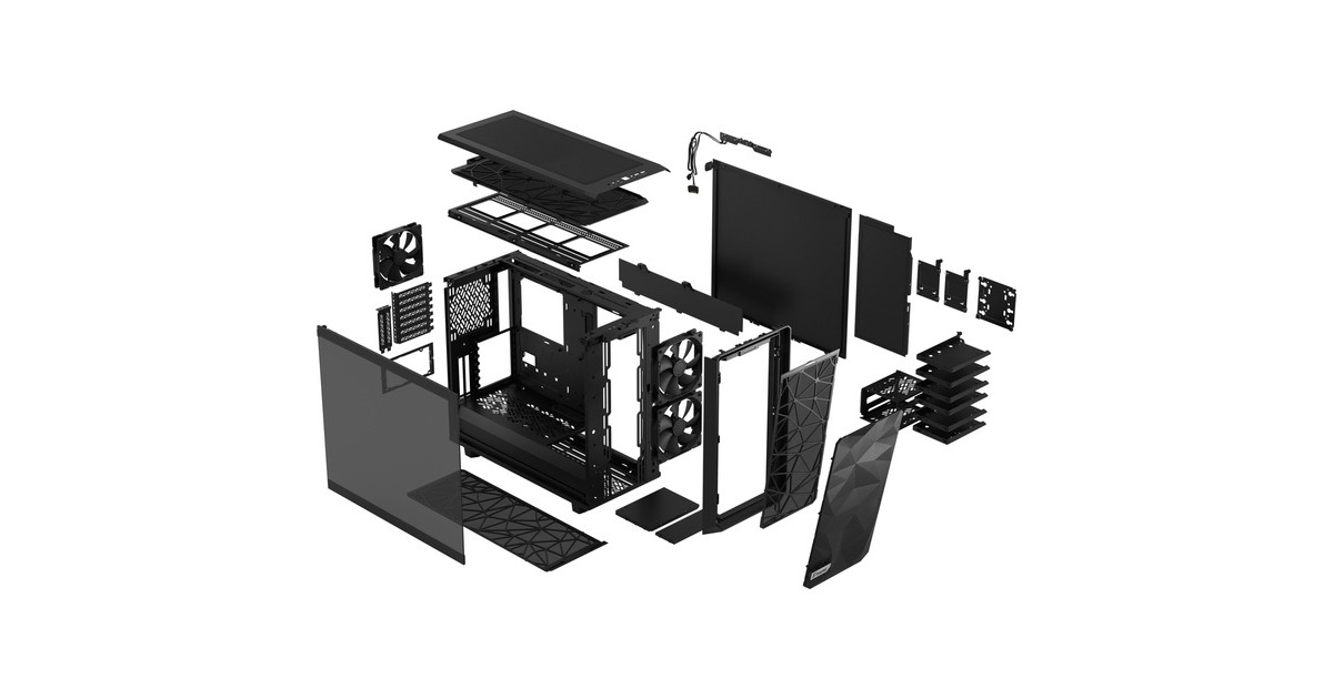 Fractal DesignMeshify 2 Light Tempered Glass midi tower behuizing  (Zwart | 2x USB-A | 1x USB-C | Window)