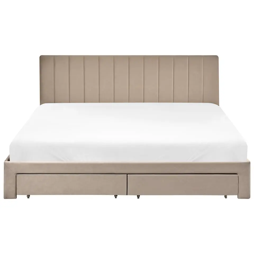 LONZAC - Bed met opbergruimte - Taupe - 180 x 200 cm - Fluweel