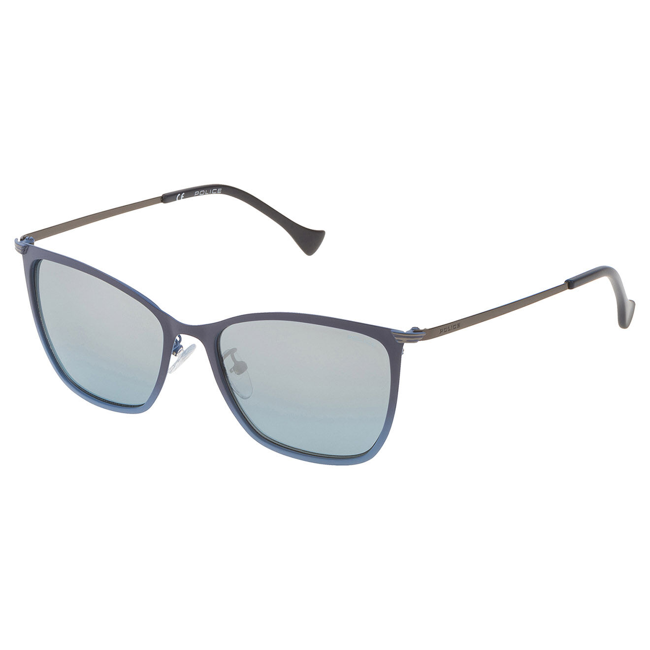 Police Lunettes de soleil Femme bleu dégradé/miroir argenté