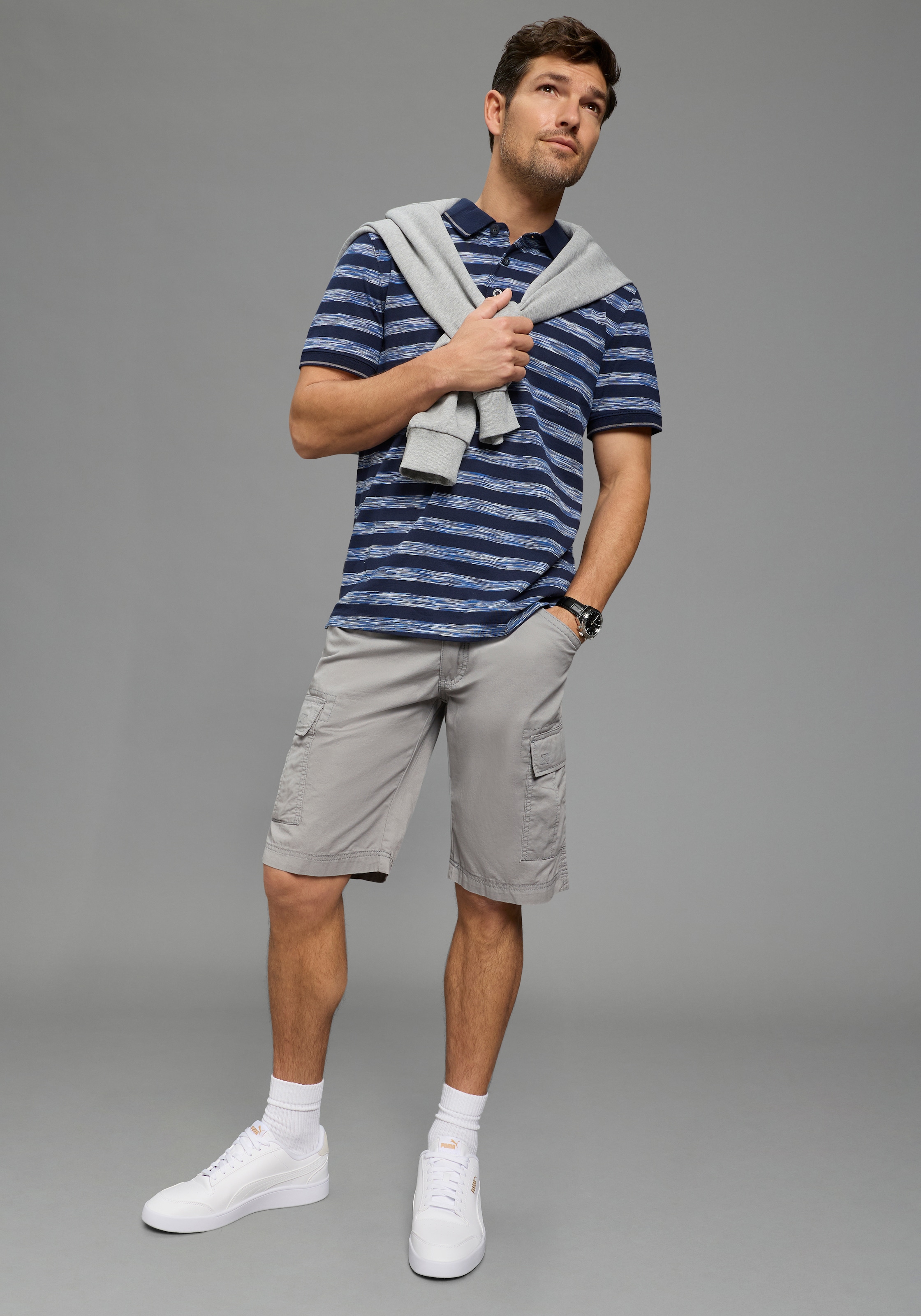Man's World Poloshirt »Neue Kollektion!« normale Passform, Kurzarm, geringeltes Design, aus Single Jersey