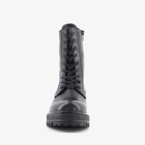 Harper leren dames veterboots zwart