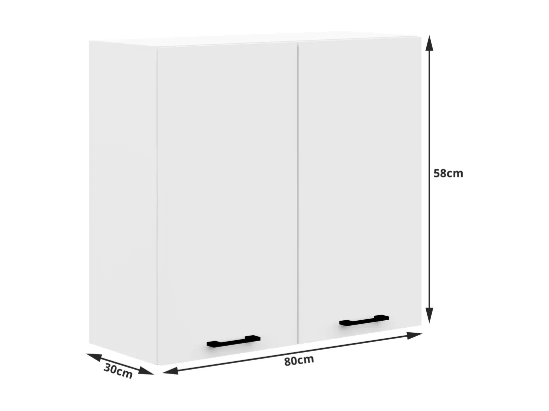 Armoires de cuisine haute AKORD W80 OLIWIA Blanc 80 cm 2 portes façade Blanche 2 étagères 80x30x58 cm