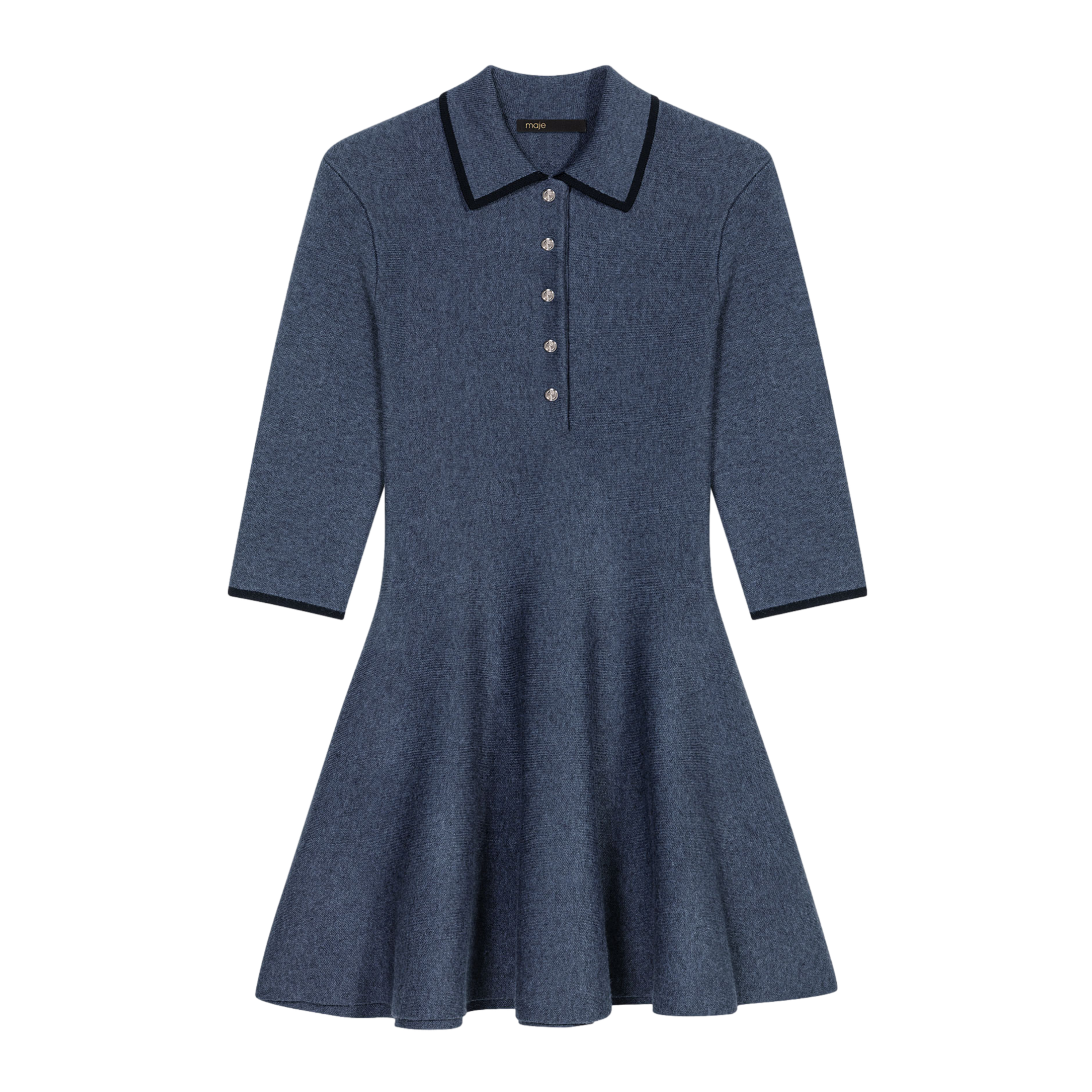 Robe courte col classique cintrée | Gris