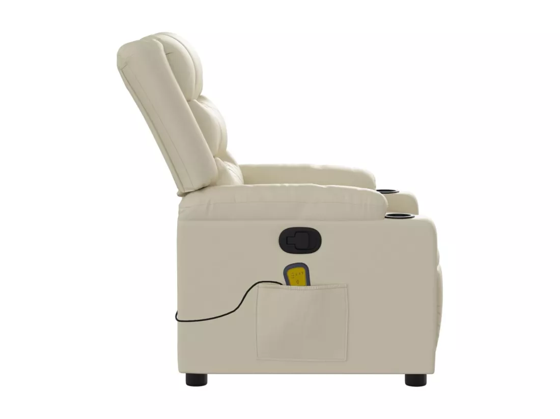 Fauteuil inclinable massant Crème Similicuir