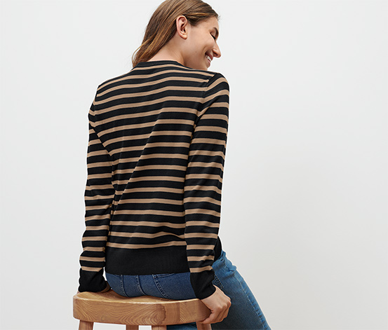 Gestreifter Feinstrick-Cardigan