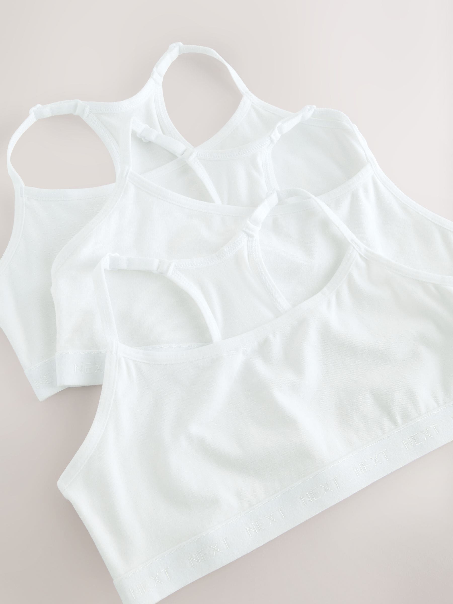Wit - Set van 3 cropped tops met racerback en bandjes (5-16jr)