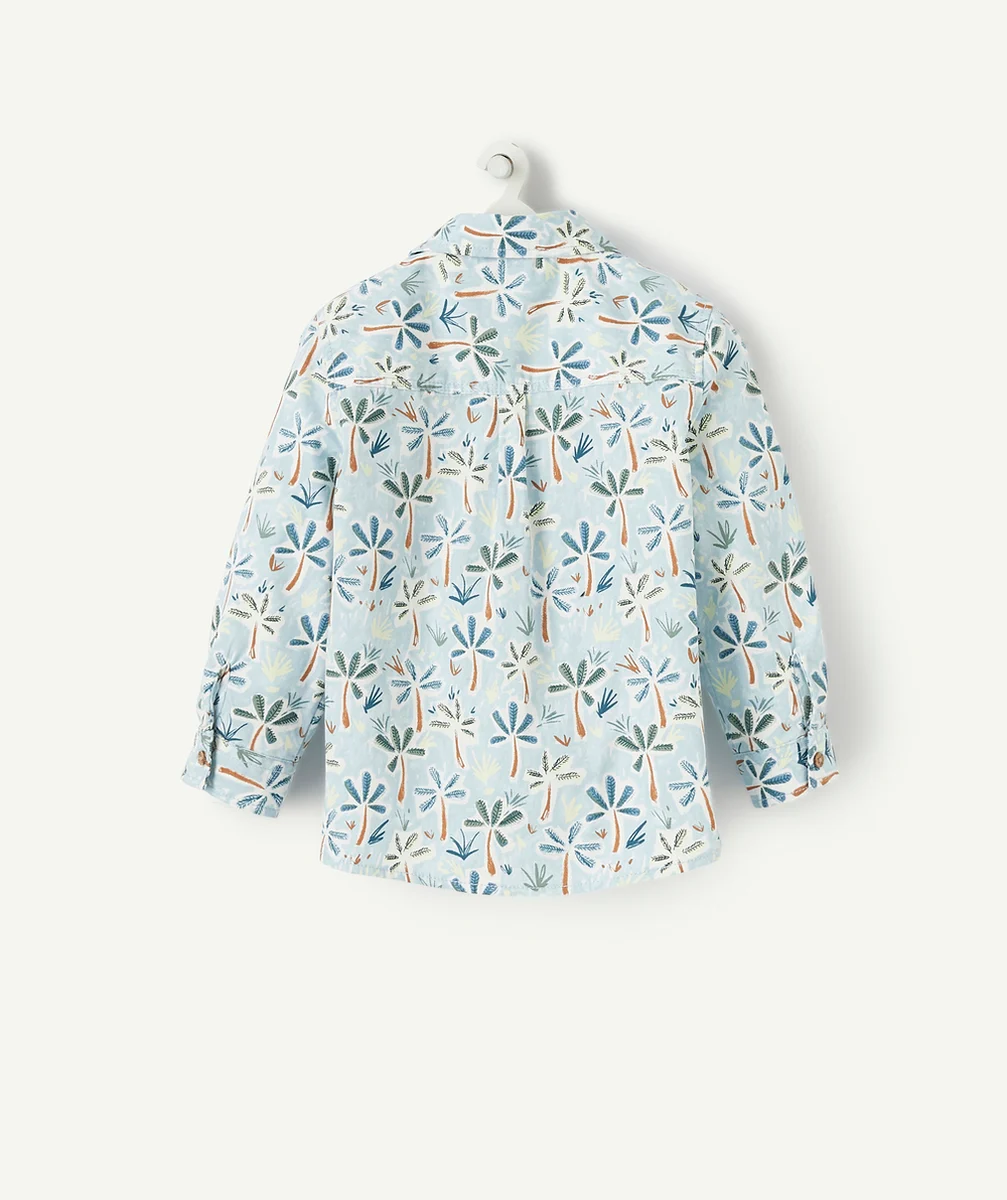 LA CHEMISE BLEU CIEL EN COTON IMPRIMÉ PALMIERS