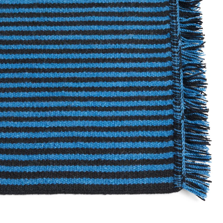 HAY - Stripes and Stripes Wool Teppich, 95 x 52 cm, blau