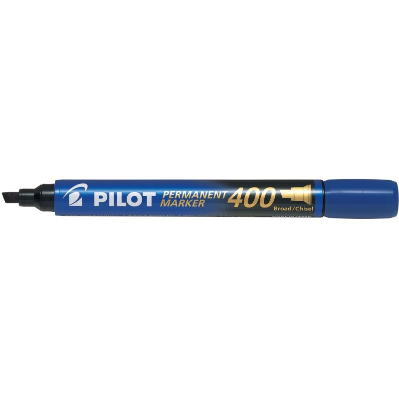 Marqueur permanent MARKER 400 pointe biseautée large encre bleue