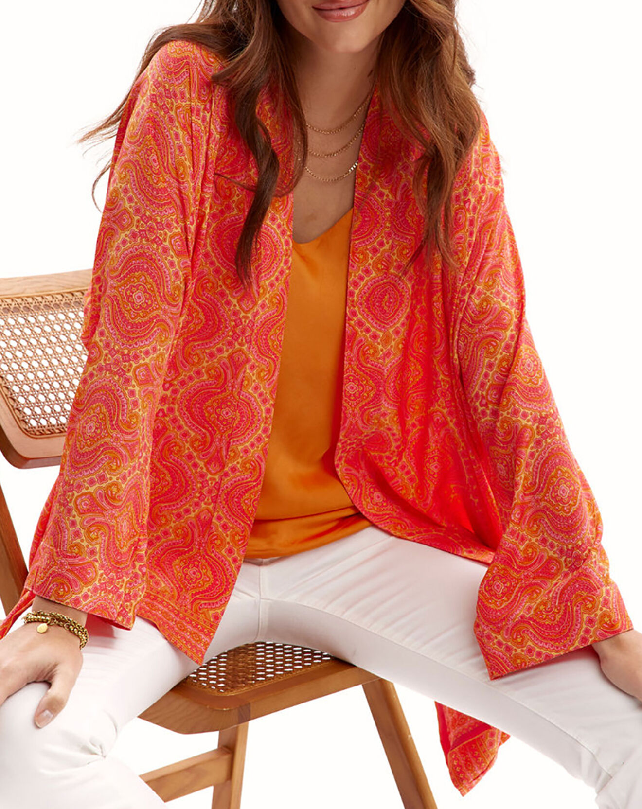 Lauren Vidal Kimono en Soie mélangée Sasha imprimé sunny