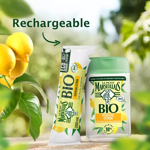Gel de banho energizante orgânico Le Petit Marseillais com limão verbena 250ml