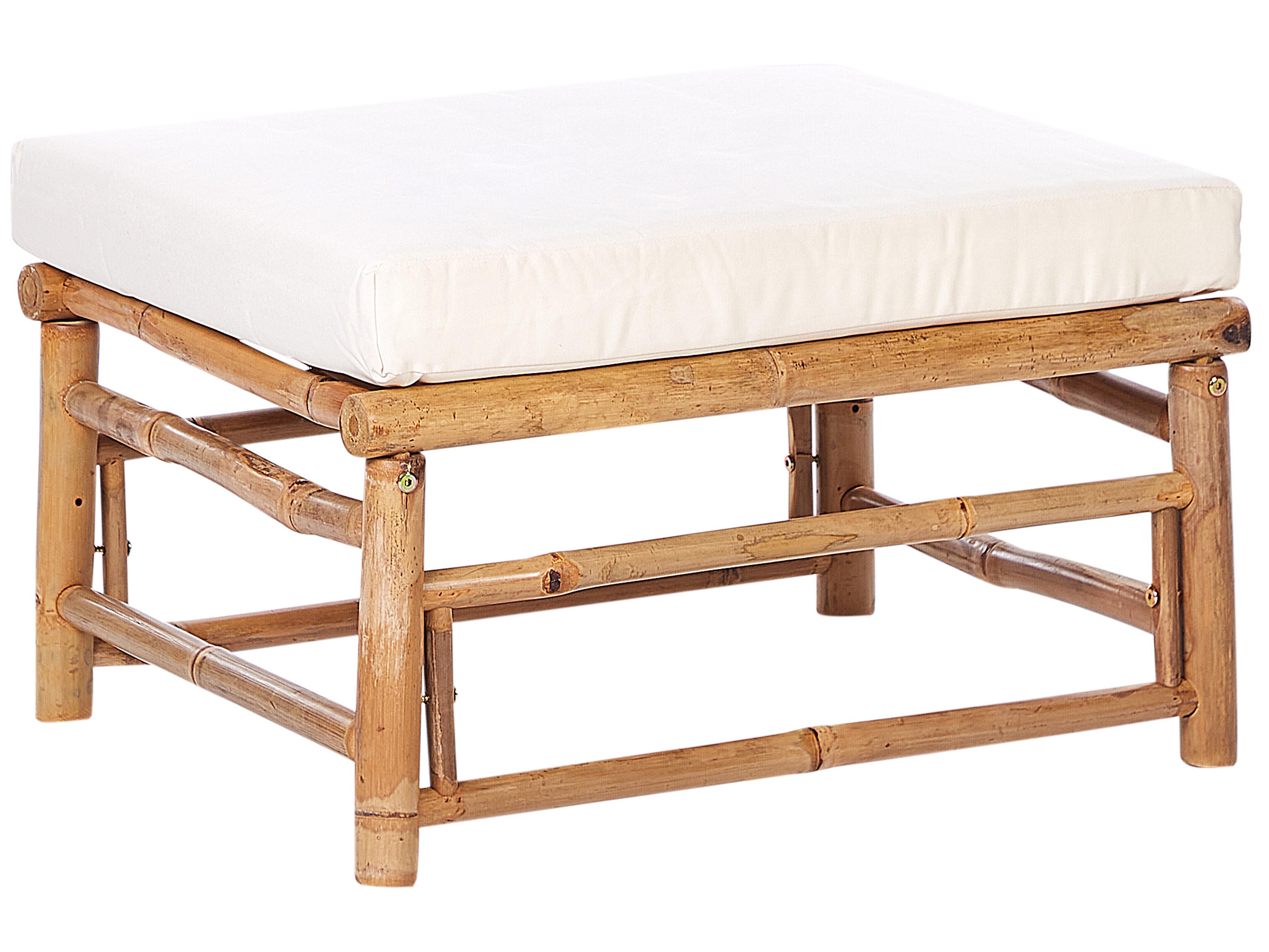 Tuin hoekloungeset met tafel 4-zits CERRETO linkszijdig Bamboehout Gebroken wit