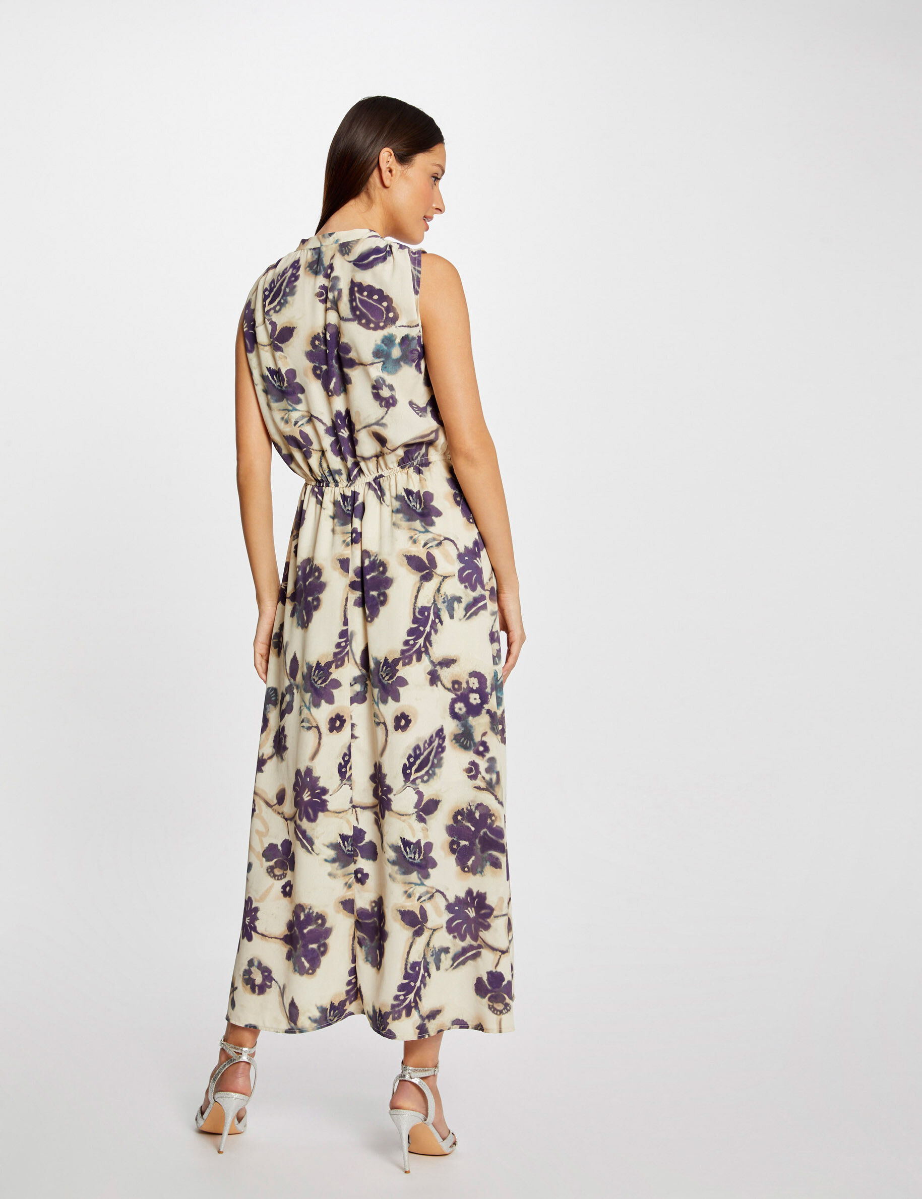 Robe longue évasée imprimé floral multico femme - multico