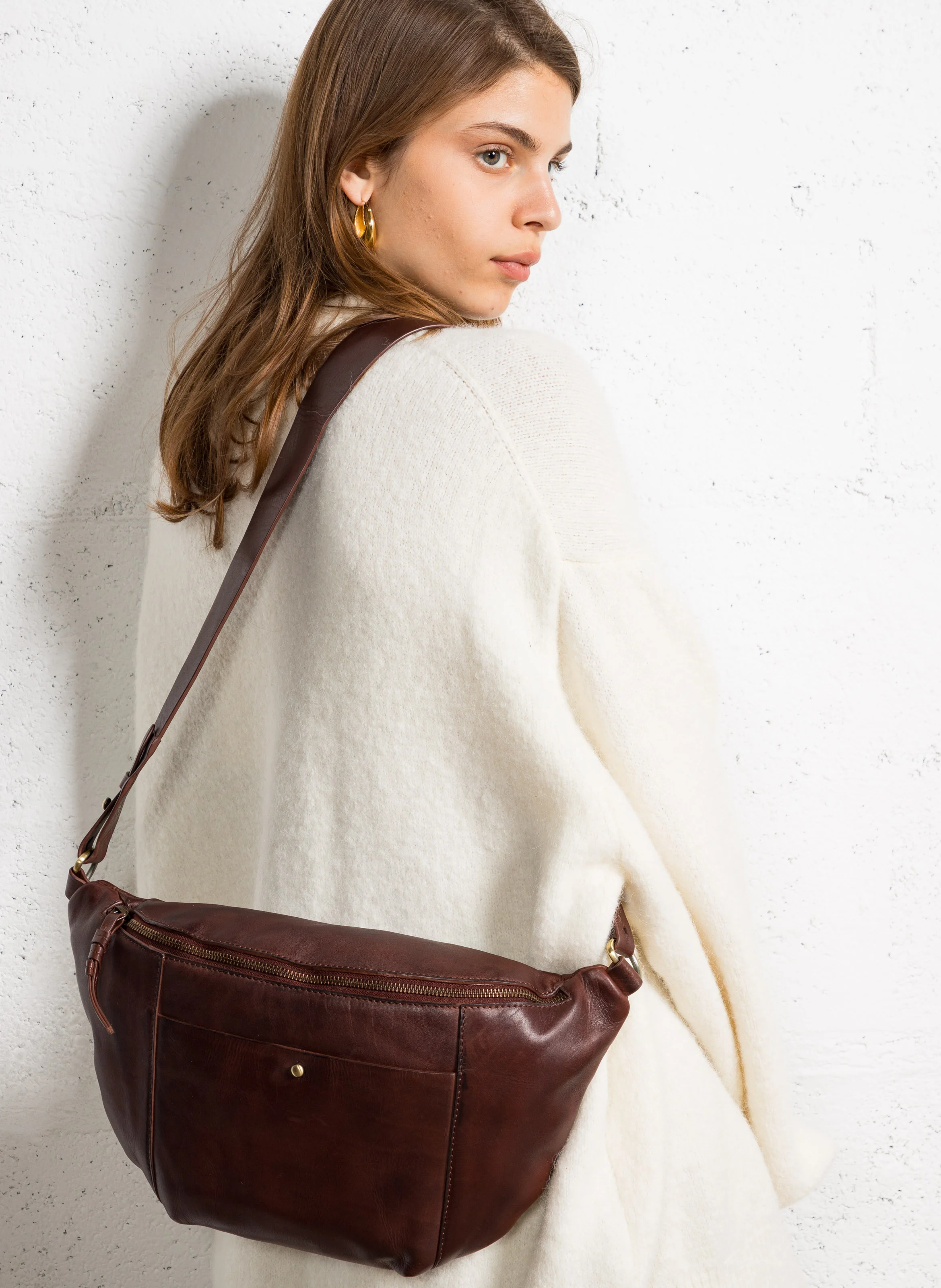 GABRIEL XL - Sac banane en cuir | Marron