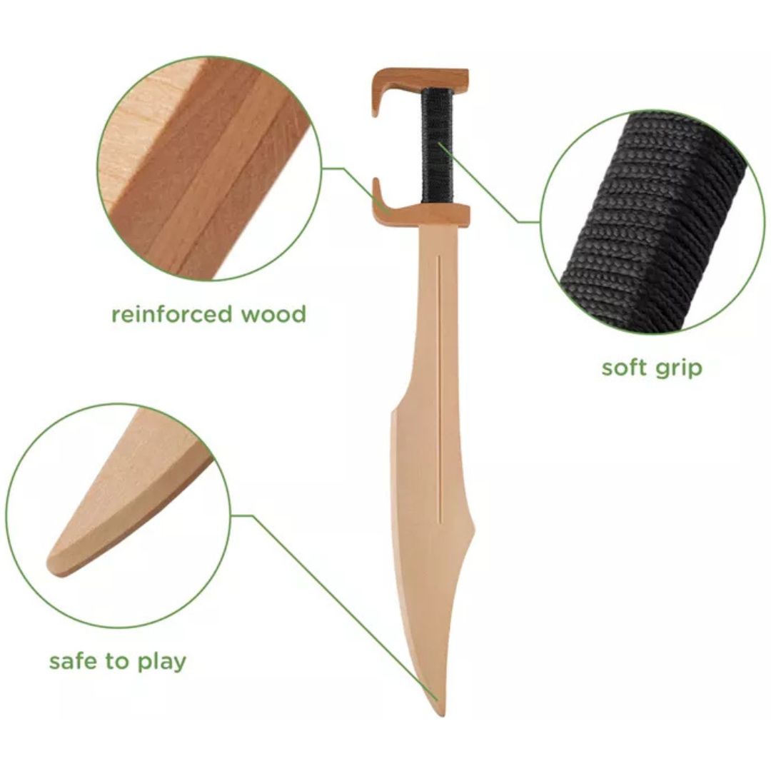 Woodsy spartaans zwaard met zwart gevest - 57,5 cm