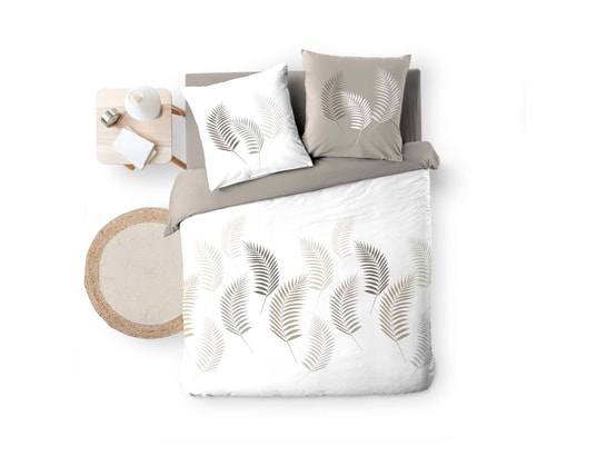 DOUCEUR D'INTERIEUR - Ensemble couette + 2 oreillers Parure de lit lazy - 100% coton - 220 x 240 cm