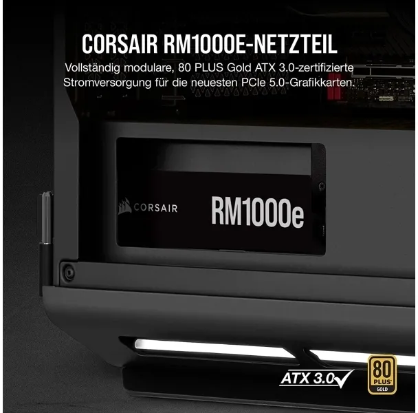 CORSAIR | RMe Series RM1000e - Strømforsyning (intern) - ATX12V 3.0/ EPS12V - 80 PLUS Gold - AC 100-240 V - 1000 Watt - Europa