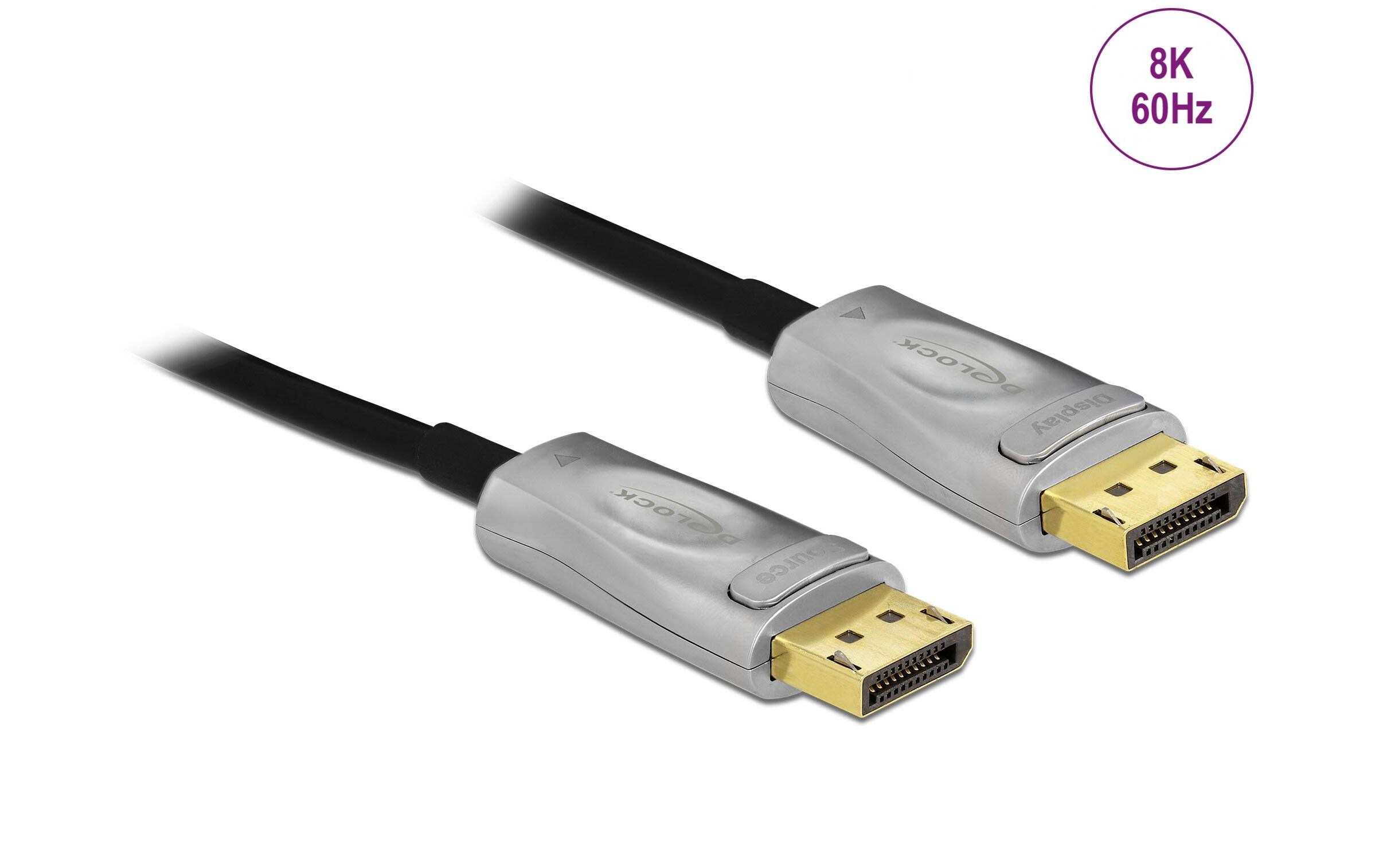 Optisches Kabel DisplayPort - DisplayPort, 70 m, 8K 60 Hz<br>Delock Aktives Optisches Kabel DisplayPort 1.4 8K 70 m