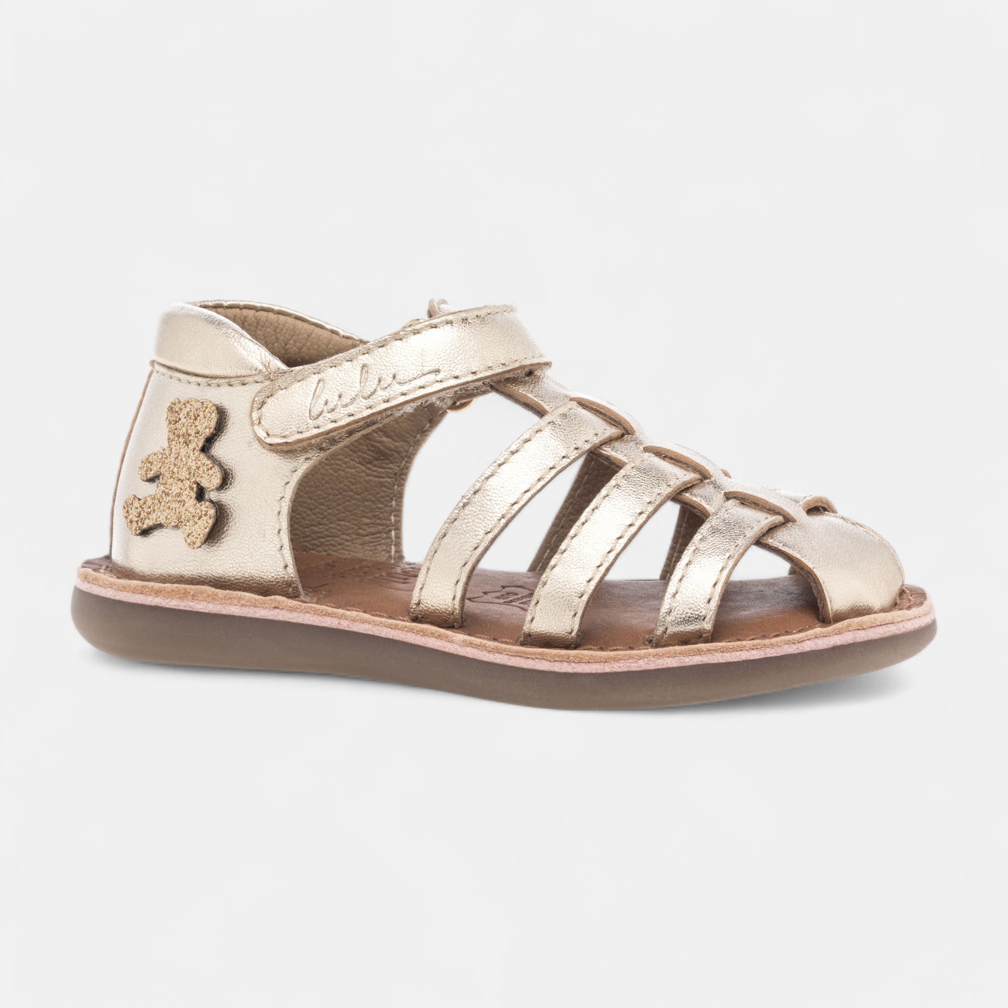 Nu-pieds Bébé fille en cuir or