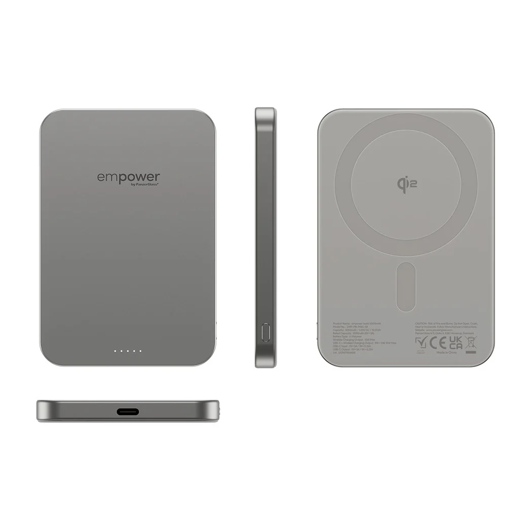 empower (20W) 5000mAh Powerbank USB C Ladegerät MagSafe Qi2 Wireless Charger PD (EM82419) - Titanium