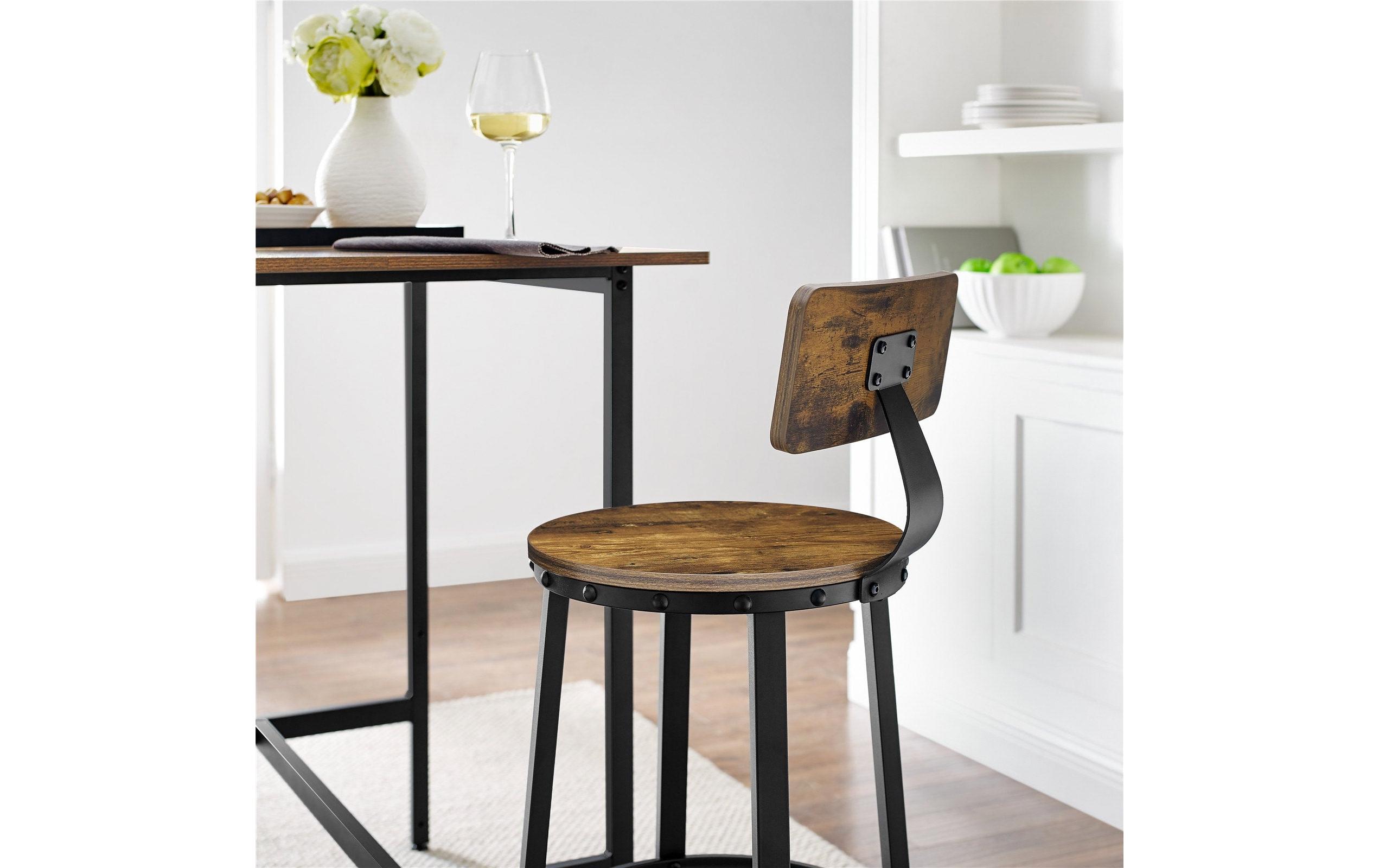 Barhocker 2er Set 54 x 99 cm, Braun/Schwarz<br>Stabile Barstühle