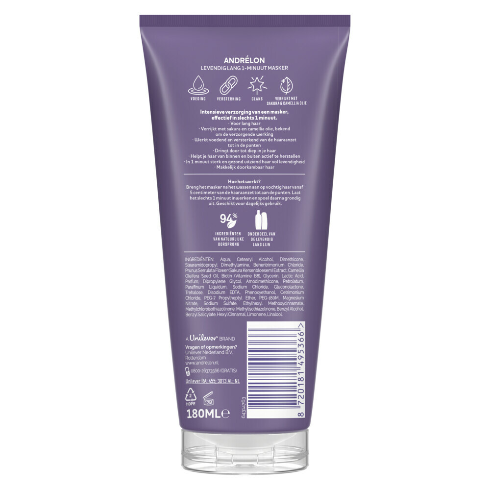 6x Andrelon WOW Masker Levendig Lang180 ml