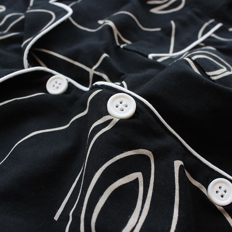 Dogini - Bijpassende pyjamaset voor koppels: top met lange mouwen en print + broek