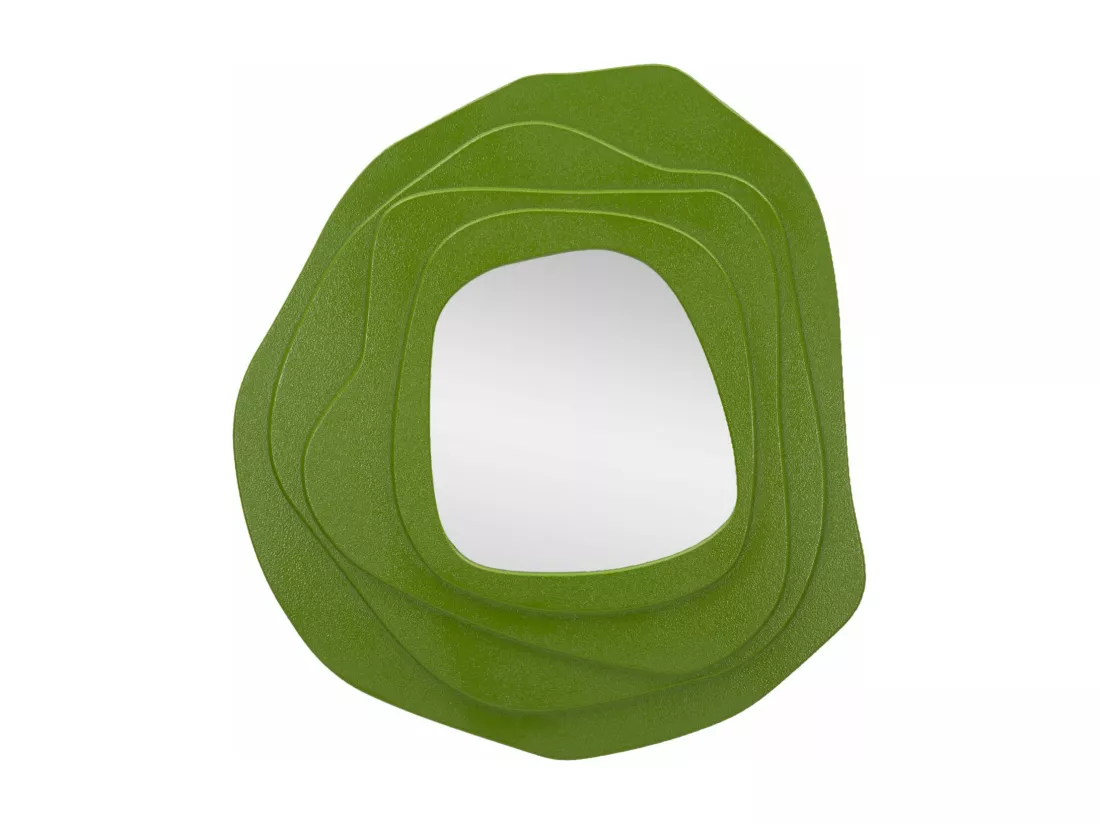 Miroir Mural Vert aux Formes Sinuées - Design Moderne et Créatif - 90x4x97 cm
