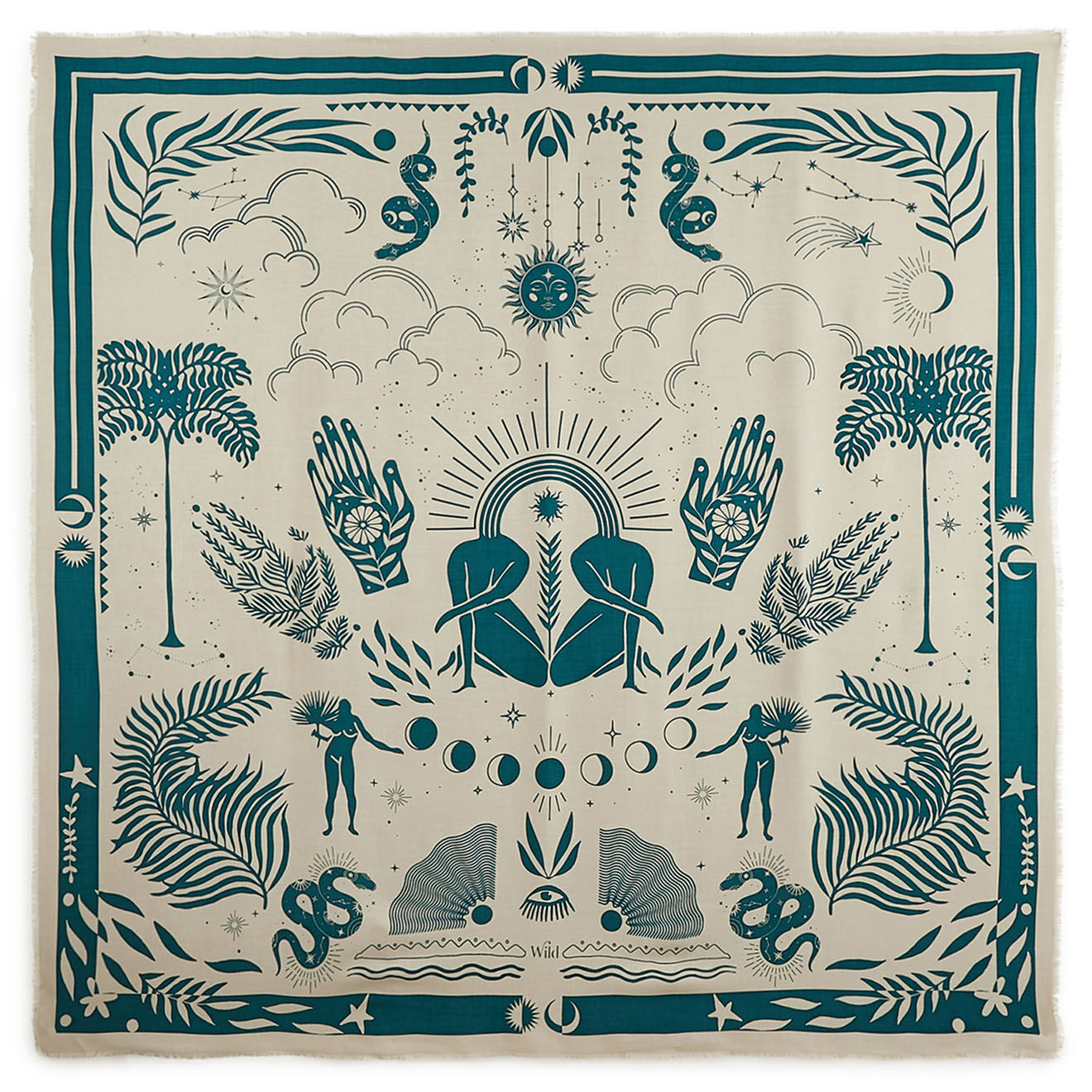 Wild Foulard Univers Big vert - 130x130 cm