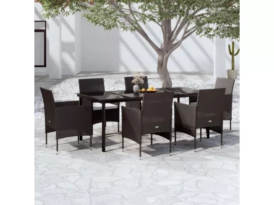 Ensemble à manger de jardin avec coussins 7 pcs Noir