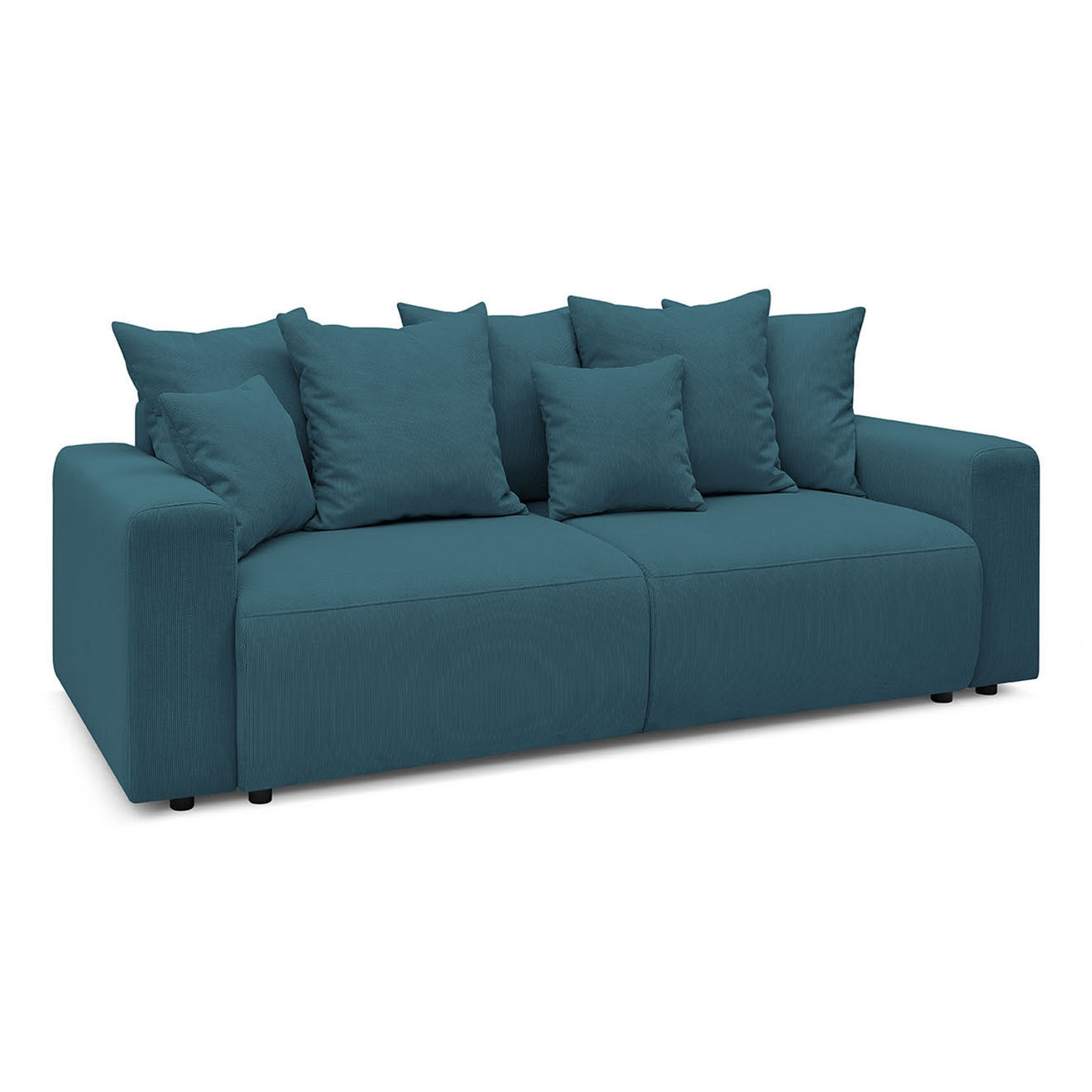 Bobochic Canapé 3 places velours côtelé convertible coffre Envy bleu foncé - 245x102x88 cm