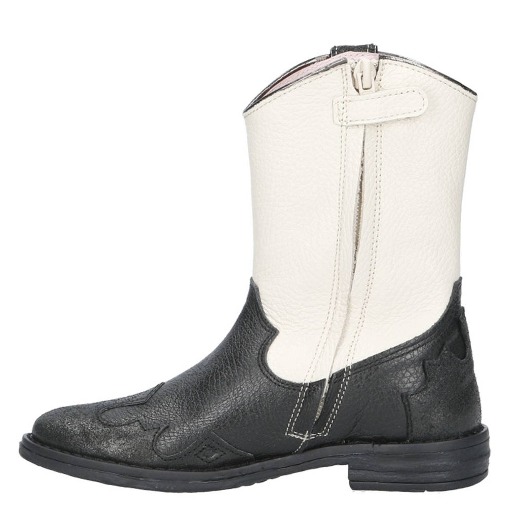 Red Rag leren cowboylaarzen zwart/ecru