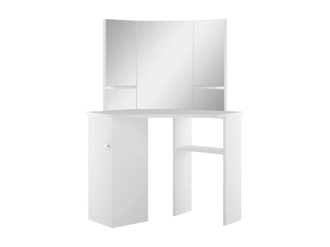 Coiffeuse d'angle Table de maquillage cosmétique Blanc