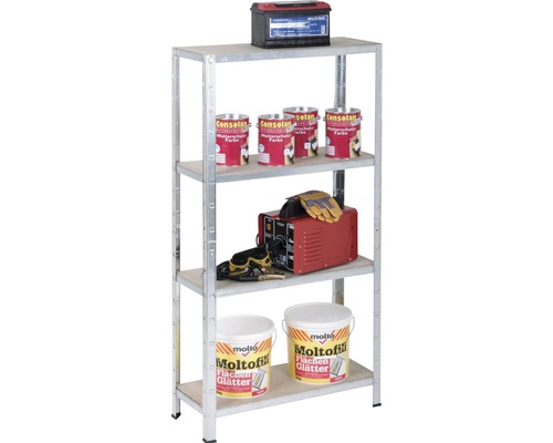 Robuuste stellingkast Schulte, verzinkt, 180x90x35 cm, 4 legborden, draagvermogen 1000 kg