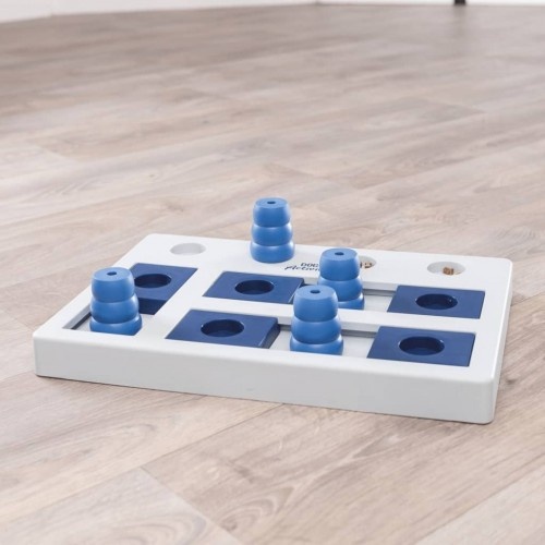 Jogo de xadrez interativo Trixie Dog Activity, branco e azul, para cães.