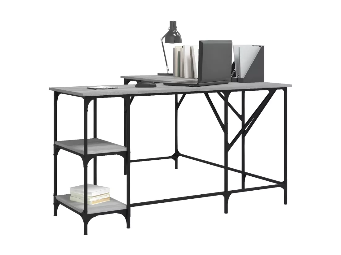 Bureau sonoma gris 139x139x75 cm bois d'ingénierie