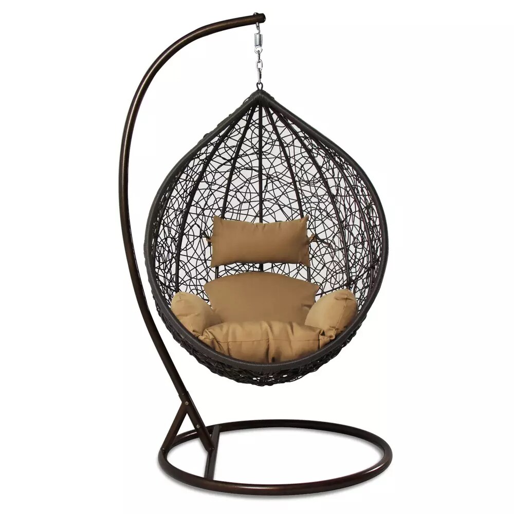 PureHaven Hängesessel 115x120x202 cm Rattan-Kunststoffgeflecht