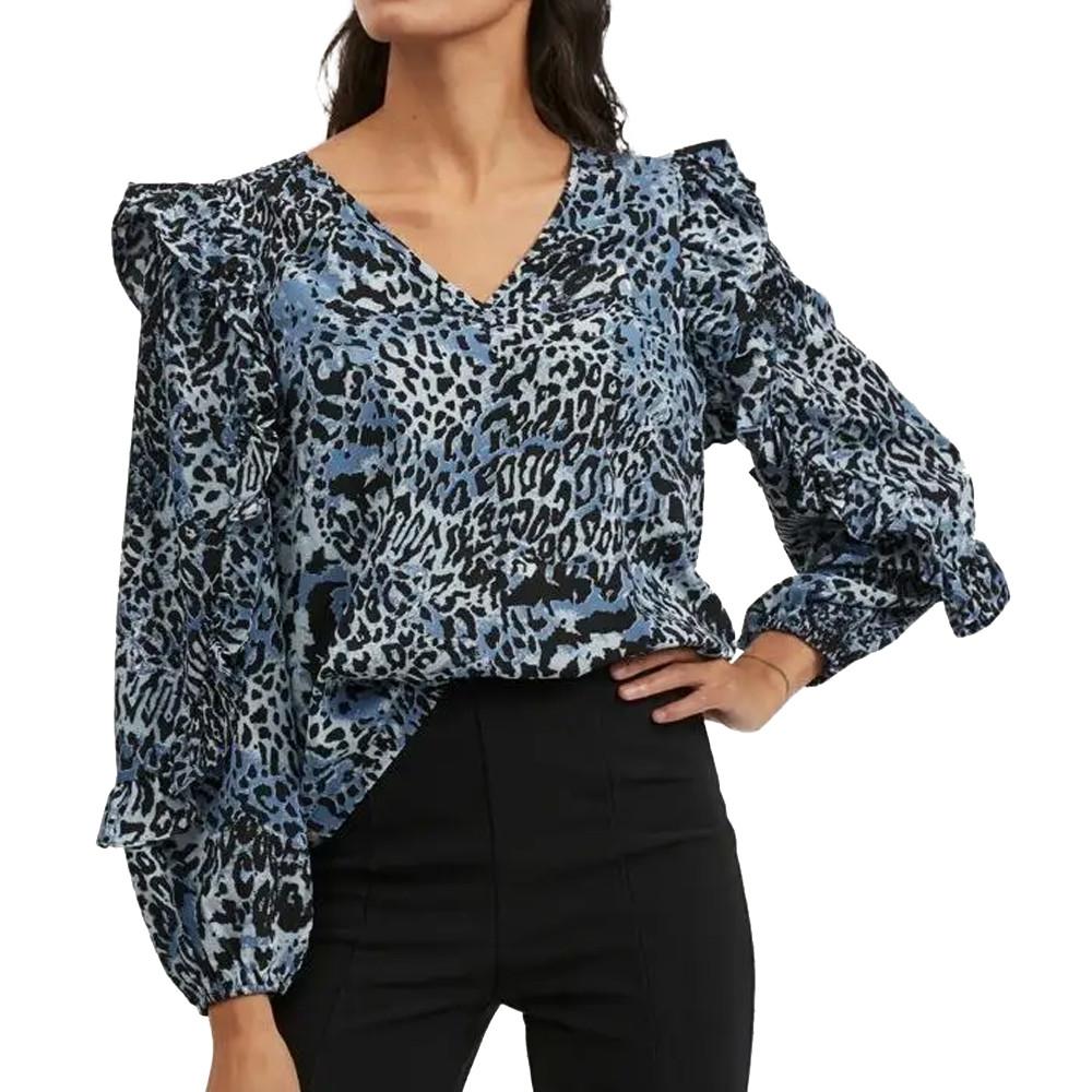 Vila Blouse Marine Léopard Femme Vila Coco
