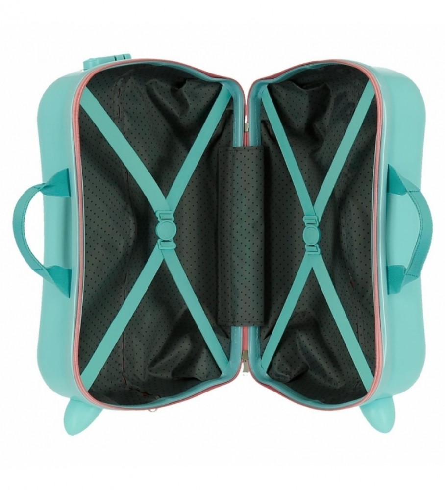 Mala infantil Joumma Bags com 2 rodas multidirecionais, modelo Ariel Princesa Celebração, cor turquesa - 38x50x20cm -