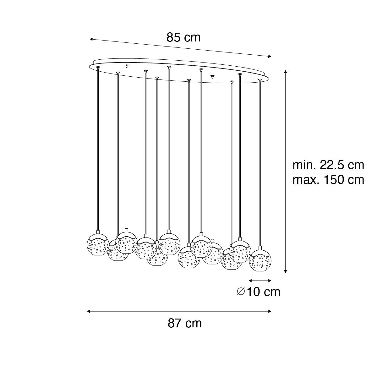 Design hanglamp donker brons met helder glas 12-lichts - Inge